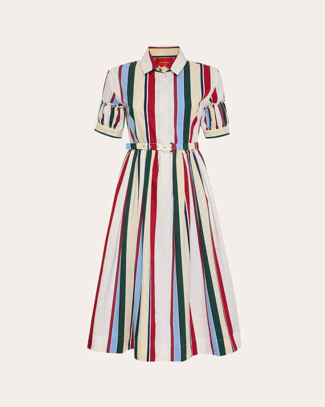 Striped Belted Midi Dress